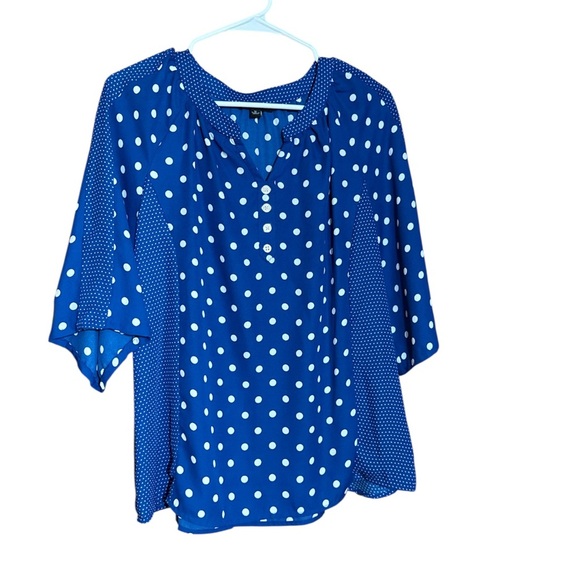 Zac & Rachel Blue Polka Dot Women's Top size medium Pit - Picture 1 of 4